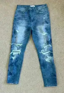 Vervet Millies Jeans Crop Skinny High Rise Distressed Medium Wash Blue Size 30