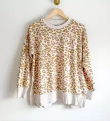 Aerie Oversized Desert Leopard Print Crewneck Pullover Sweatshirt