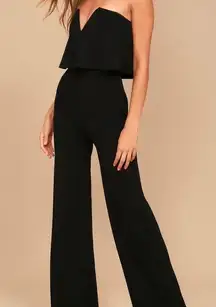 Lulu’s Power of Love Black Strapless Jumpsuit Size: M