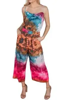 Adelyn Rae  Leyla Multicolor Cinched Waist Culotte Jumpsuit Boho Women's Small