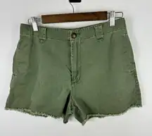 VTG Abercrombie & Fitch Shorts‎ 8 Green Frayed Hem Y2K Prep Utility Cotton 90s