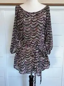 Anthropologie Daniel Rainn  Semi-sheer Patterned Tunic Blouse