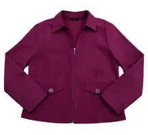 Tribal Magenta Faux Suede Moto Jacket Women’s Size 6 Zip Front Silver Detail GUC