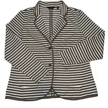 Investments Womens Blazer Suit Jacket Striped Stretch Brown White 18