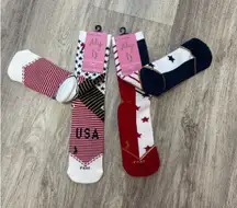 Feat‎ Aly Raisman USA Flag Socks Patriotic Stars & Stripes Large Womens Bundle