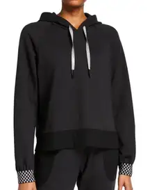 Terez Checkerboard Cuff Raglan-Sleeve Hoodie Sweatshirt NWT M