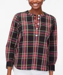 NEW J.Crew Factory Tartan Cotton Poplin Jewel Buttons Shirt Top XXS
