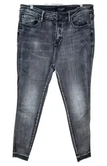 Judy Blue Skinny Fit Jeans Raw Hem Black Gray Size 15/32 JB88165