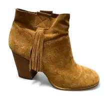 Crown Vintage Suede Ankle Boots Women’s Size 10M Brown Tassel Pull-On