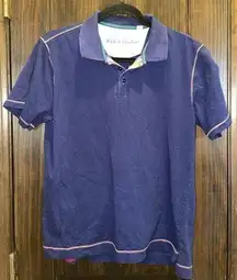 ROBERT GRAHAM Polo Shirt Women's size Medium Blue‎