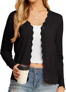 Mango Black Scalloped Cardigan 🖤 NEW WITH TAGS🏷️