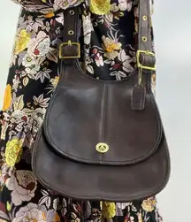 Vintage Coach Crescent Bag Black Leather Purse Handbag 9235