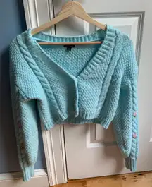 Wild Fable Teal Cardigan With Pink Flowers