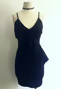 Ruffle Bodycon Strappy Black Dress