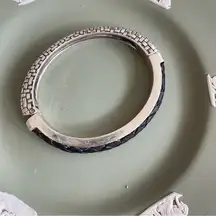 Brighton black leather and Silver hinged bracelet