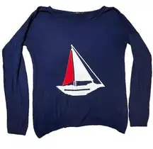 Anthropologie THML Navy Sailboat Nautical Pullover Sweater Sailing 4th of July
