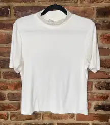 Joie White Knit Short Sleeve Mock Neck Lightweight Knit Top Women's Size XL