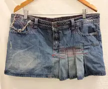 Jaded London Sherbet Denim Side Pleat‎ Mini Skirt Festive Streetwear Distressed