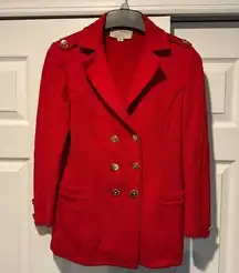 St. John Collection Vintage Military Wool Knit Red Dress Suit Jacket Coat Blazer