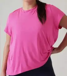 Athleta Pink With Ease Tee Size 1X Boxy Relaxed Fit Soft Tencel SPF