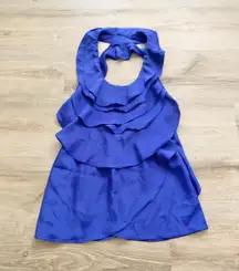 Royal Blue Tulip Ruffle Open Back Top S