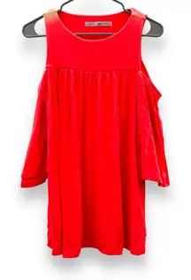 RTR Susana Monaco Coral Pink 3/4 Cold Shoulder Sleeve Top Sz‎ XS