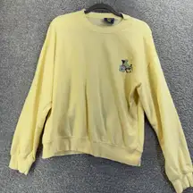 Coney Island Picnic Sweatshirt Womens Small Yellow Cosmic Vacation Alien Graphic