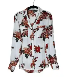 Portofino Shirt Ivory Floral Button Down Shirt Long Sleeve Small