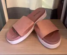 Pink and White Slide Sandals sz 7 (37)