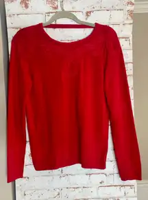 Etcetera Red Sweater with Scroll Detail in size M