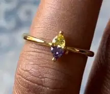 Purple/ Yellow Stone Ring Dipped In Gold...