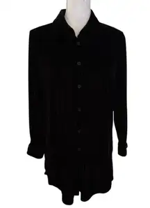 Soft Surroundings M Black Velvet Button Front Top Shirt Goth Glam Whimsygoth