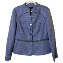 John Meyer Collection Vintage Women Checkered Blazer Jacket Sz 14‎ Blue