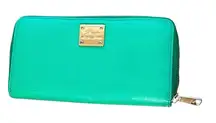 Ralph Lauren LRL Green Leather Zip-Around Women’s Wallet Sloane Continental Gold