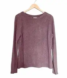 Adrienne Vittadini Cashmere Sweater Purple Heather Boatneck Pullover Size Large