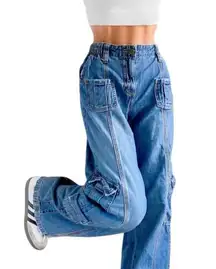 BDG Y2K Cargo Jeans Wide Leg Urban Outfitters Size 29 blue