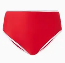 Its Now Cool Waisted Duo Bikini Briefs Stretch Nylon Red White Contrast Size 8