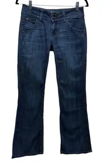Hudson Women Sz 26 Vtg Y2K‎ Blue Denim Low Rise Flap Pocket Flare Bootcut Jeans