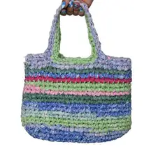 Handmade Colorful Woven Rag Rug Boho Handbag