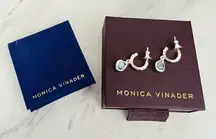 Monica Vinader Sterling Silver Siren Mini‎ Kyanite Nugget Huggie Earrings, NWT