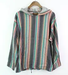 Vintage Free People Striped Cotton Boho Hoodie Size M