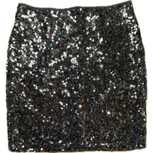 White House | Black Market White House‎ Black Market Sequin Mini Skirt Size 0 Black Silver Sparkle Party