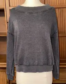 Aerie Distressed Cropped Sweatshirt, Size Medium