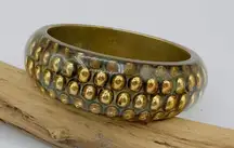 Vintage Lucite Resin Gold Ball & Brass Bangle Bracelet