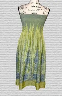 ANTHROPOLOGIE Lapis OS Green Boho Convertible Tube Dress Cover-Up Maxi Skirt