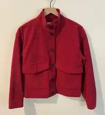 Avec Les Filles‎ Berry Corduroy Mock Neck Button Front Oversized Trucker Jacket