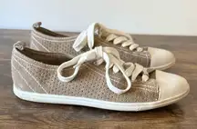 Merona Beige Suede Leather Casual Lace Up Sneaker - Size 6.5