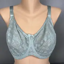 Glamorise Lace Comfort WonderWire Bra Size 38DD Jade Full Coverage 9855 Unlined