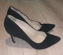 Marc Fisher Apple Black closed pointy toe suede leather office formal heels