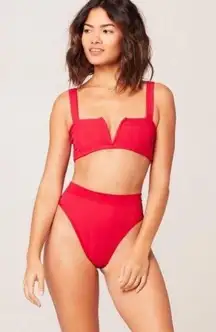 NEW L*Space Red Bitsy Cut High Waist Bikini Bottom